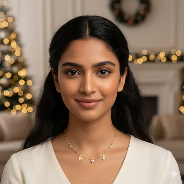 Seashell Pearl Chain Necklace