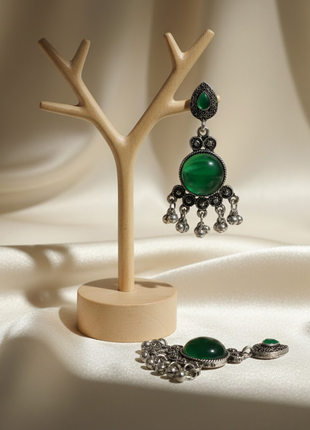 Green Stone Statement Earrings By 2wist Designs