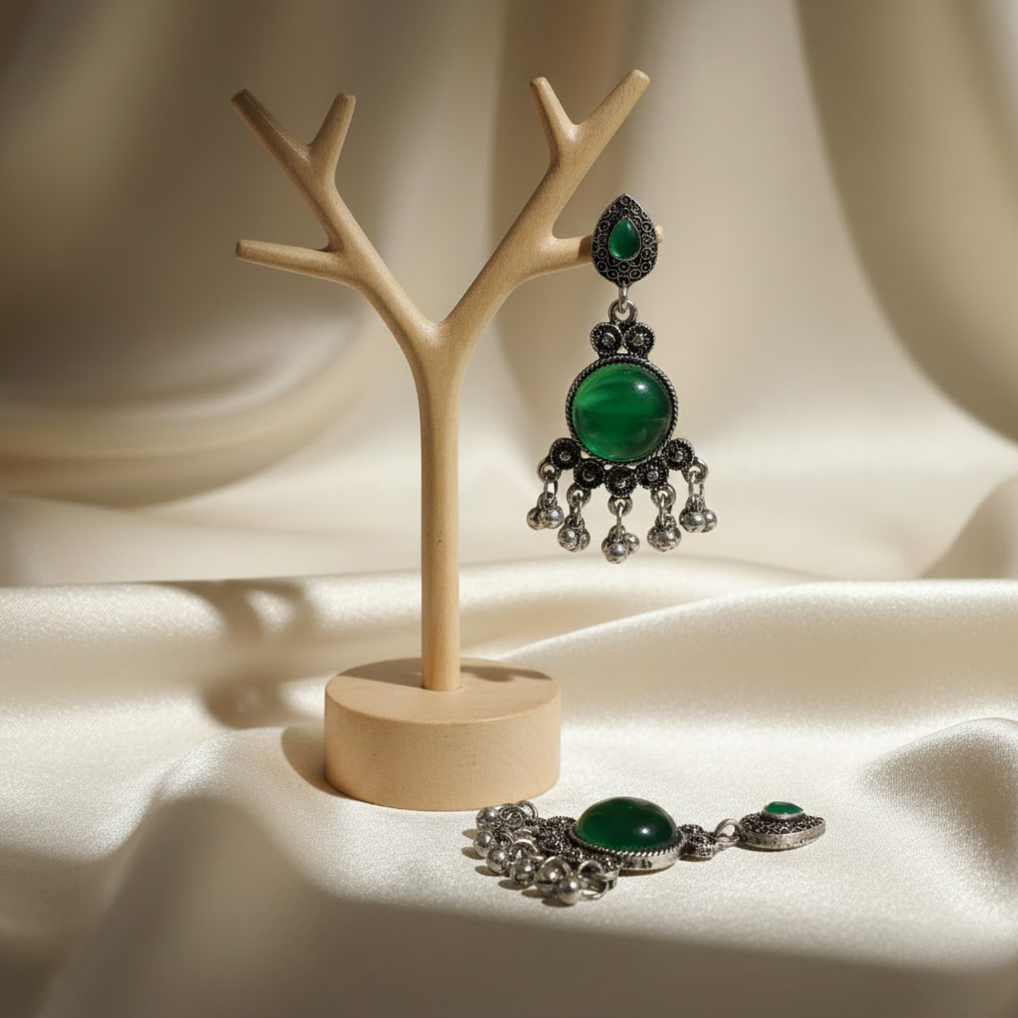 Green Stone Statement Earrings