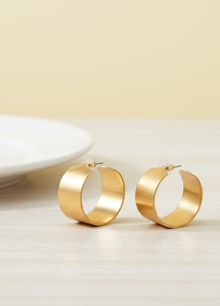 Hammered Gold Tone Wide Hoop Earrings By 2wist Designs