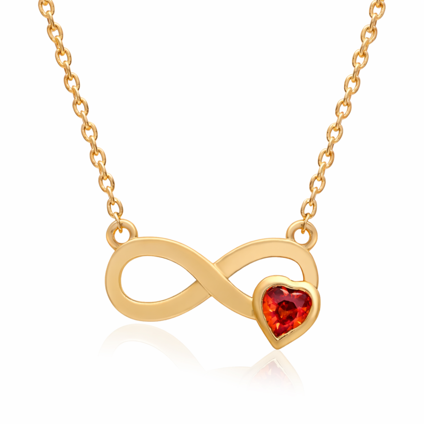 Infinity Heart Garnet CZ Necklace