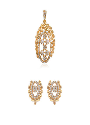 Oval Leaf White Color Pendant Set By 2wist Designs