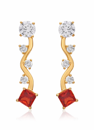 Alluring S-Curve Garnet CZ S Curve Earrings By 2wist Designs