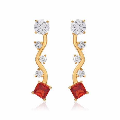 Alluring S-Curve Garnet CZ S Curve Earrings By 2wist Designs