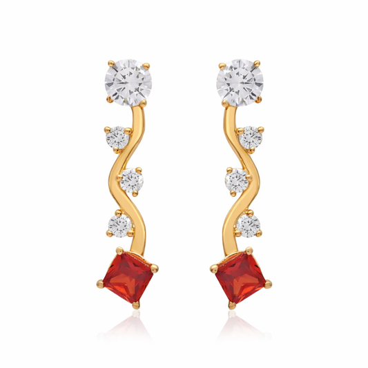 Alluring S-Curve Garnet CZ S Curve Earrings
