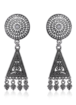 Triangular Filigree Oxidized Earrings By 2wist Designs