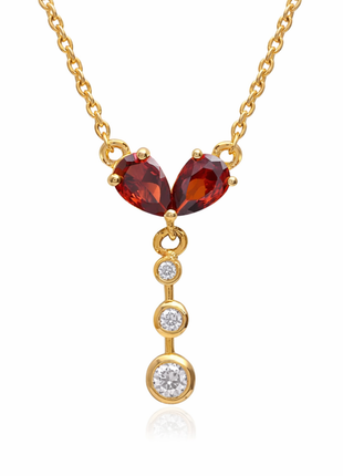 Double Pear Garnet CZ Necklace By 2wist Designs