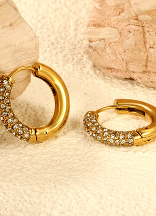 Gold Pave CZ Huggie Hoop Earrings By 2wist Designs