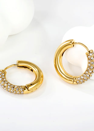 Gold Pave CZ Huggie Hoop Earrings By 2wist Designs