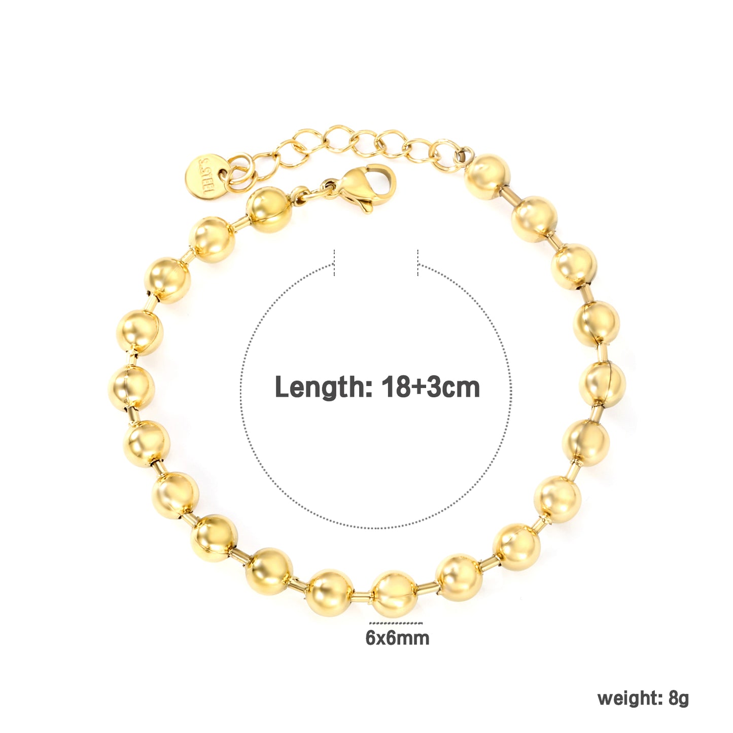 Polished Bead Adjustable Bracelet