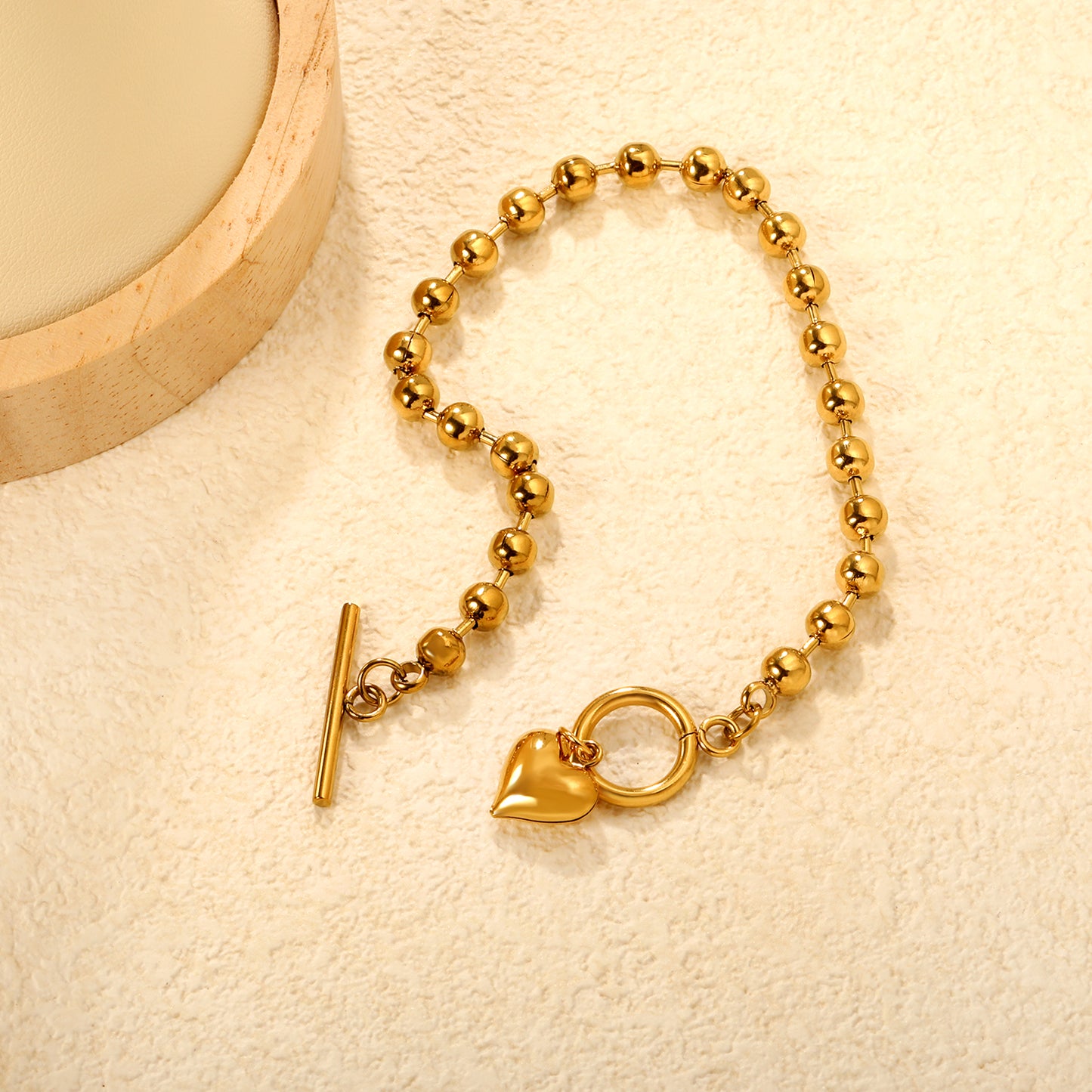 Heart Charm Ball Bead Bracelet