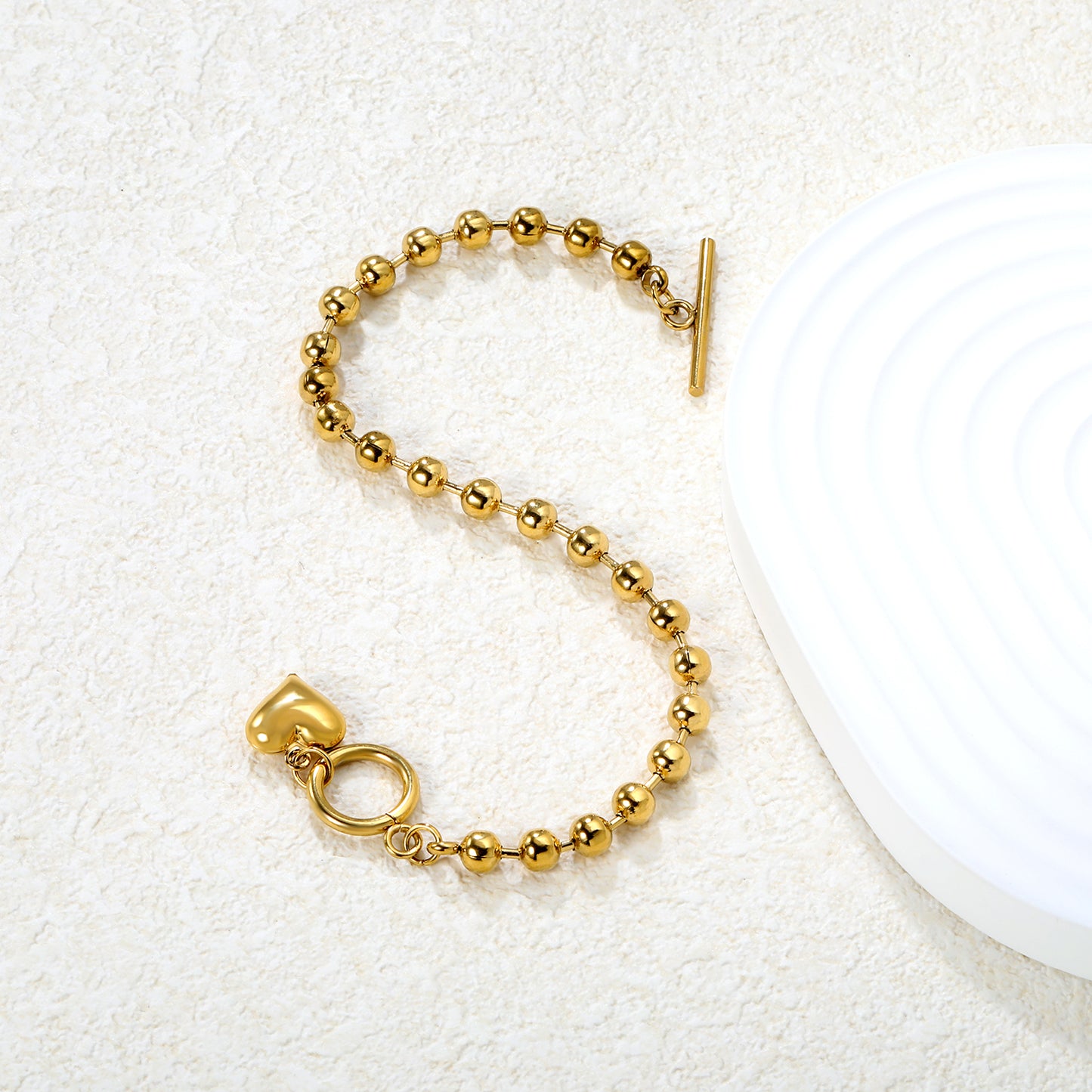 Heart Charm Ball Bead Bracelet