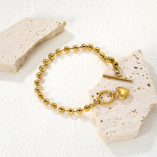 Heart Charm Ball Bead Bracelet