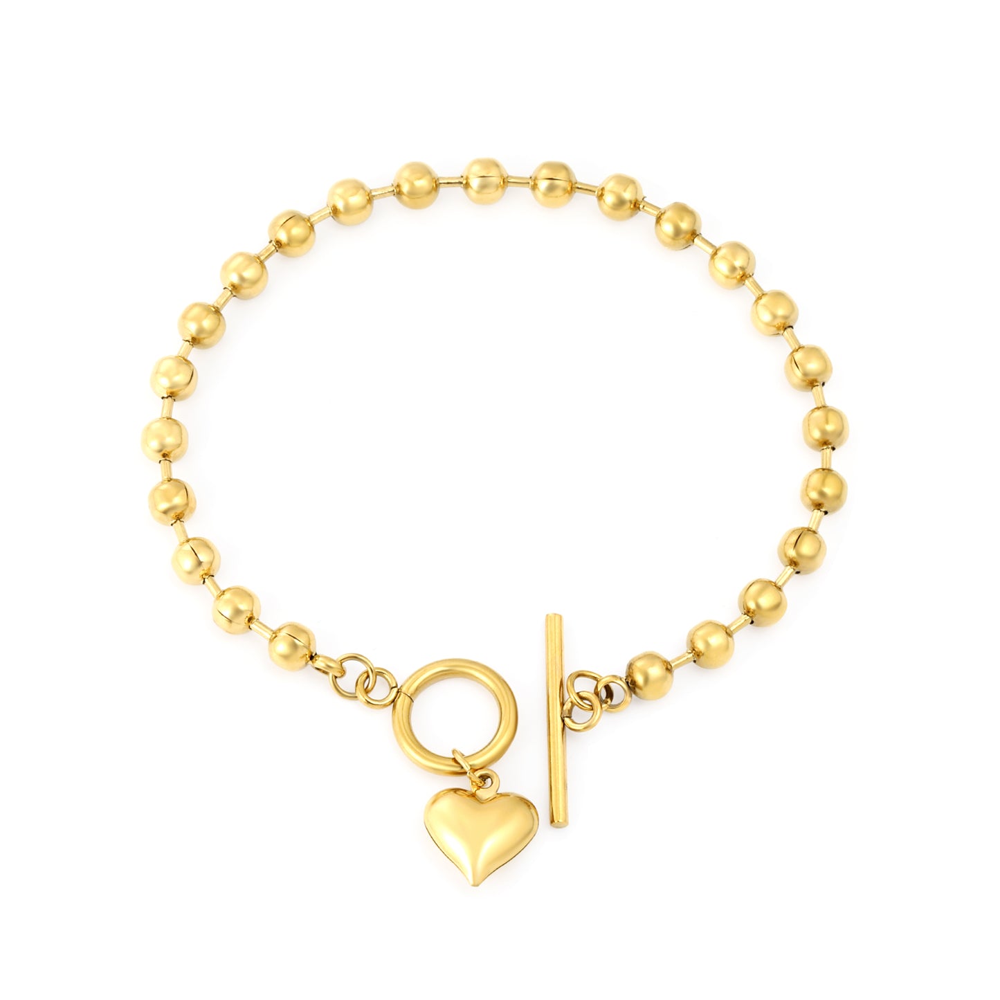 Heart Charm Ball Bead Bracelet