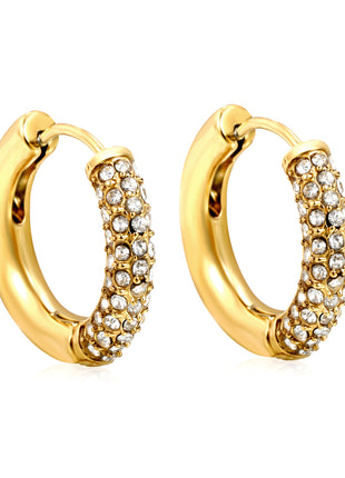 Gold Pave CZ Huggie Hoop Earrings By 2wist Designs