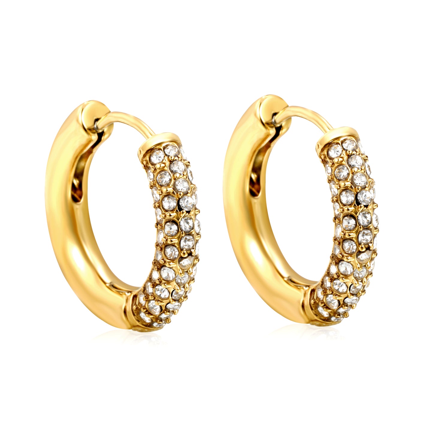 Gold Pave CZ Huggie Hoop Earrings