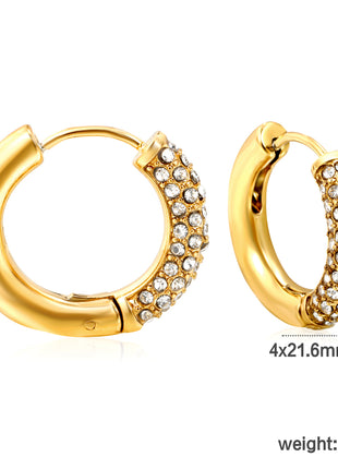 Gold Pave CZ Huggie Hoop Earrings By 2wist Designs