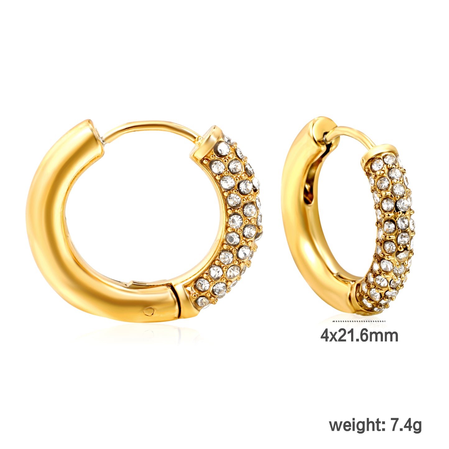 Gold Pave CZ Huggie Hoop Earrings