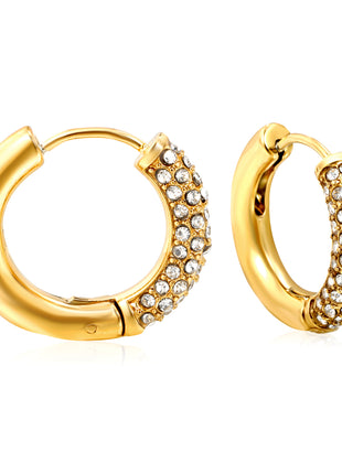 Gold Pave CZ Huggie Hoop Earrings By 2wist Designs