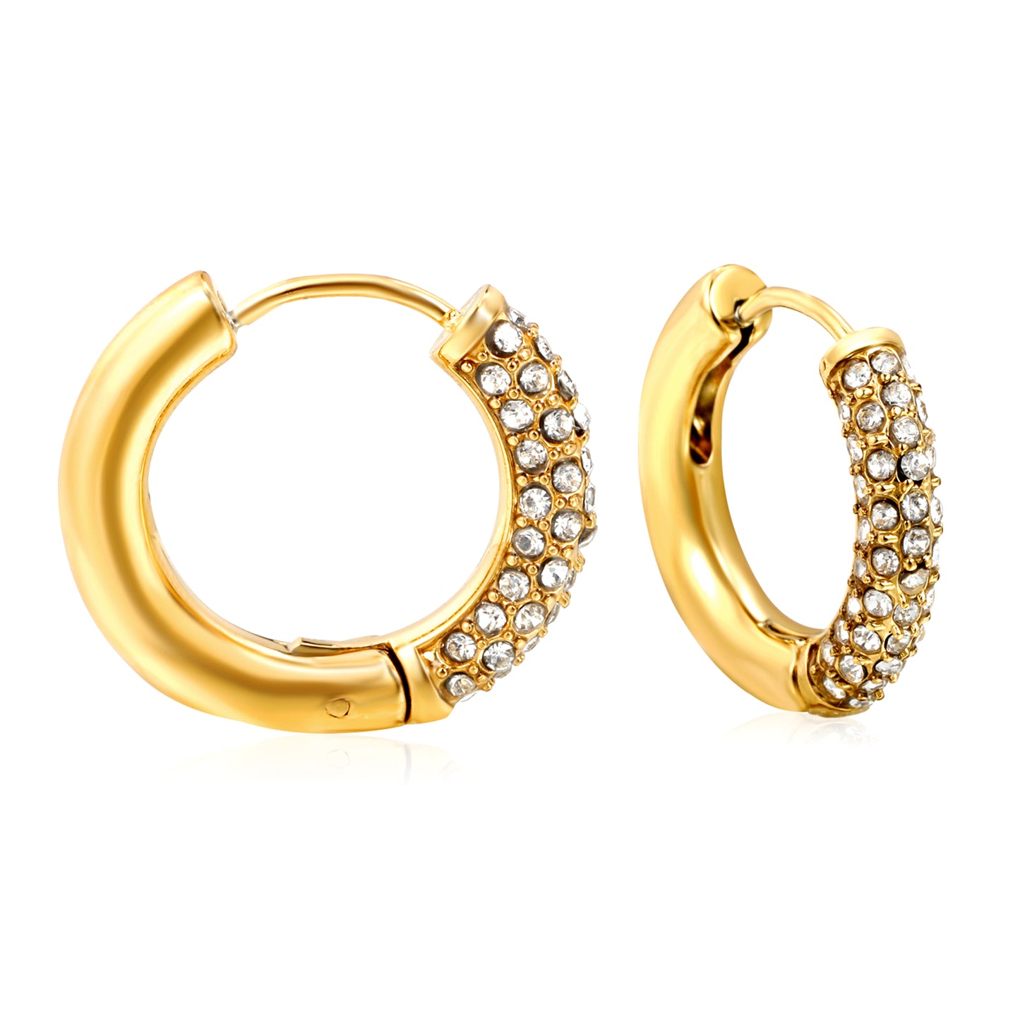Gold Pave CZ Huggie Hoop Earrings