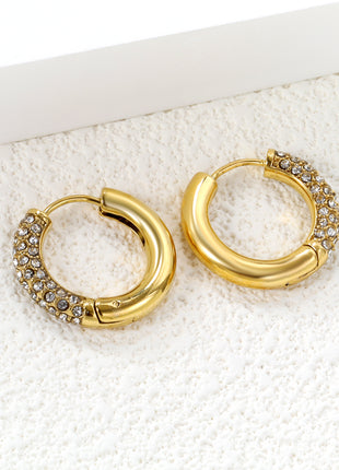Gold Pave CZ Huggie Hoop Earrings By 2wist Designs