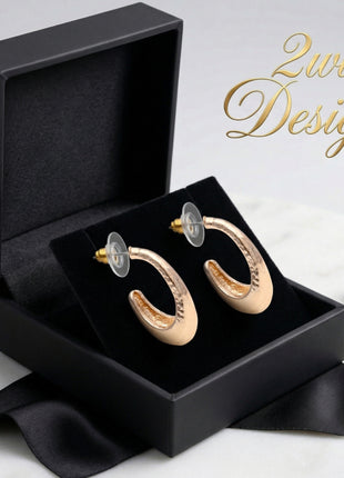 Gold Plated Brass Crescent Hoop Earrings