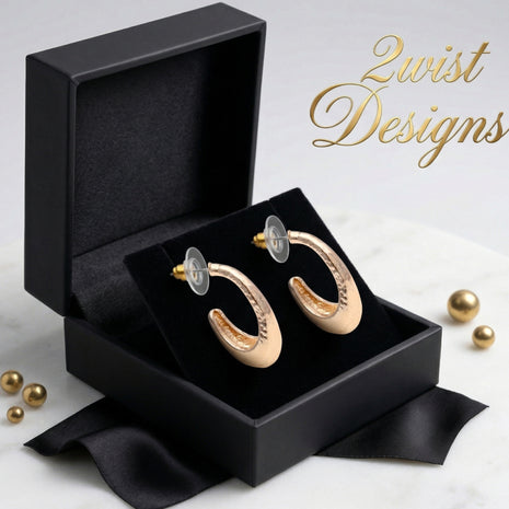 Gold Plated Brass Crescent Hoop Earrings