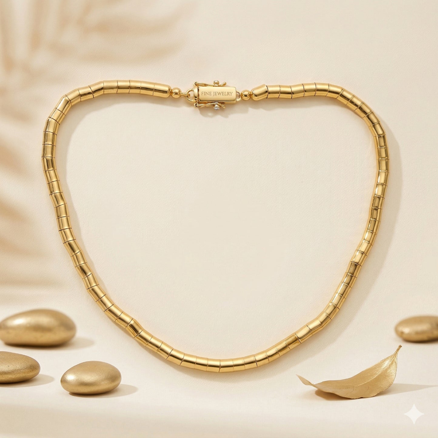 Textured Tubular Link Statement Necklace
