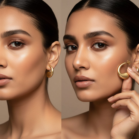 Matte Gold Teardrop Hoop Earrings By 2wist Designs