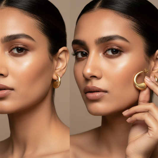 Matte Gold Teardrop Hoop Earrings
