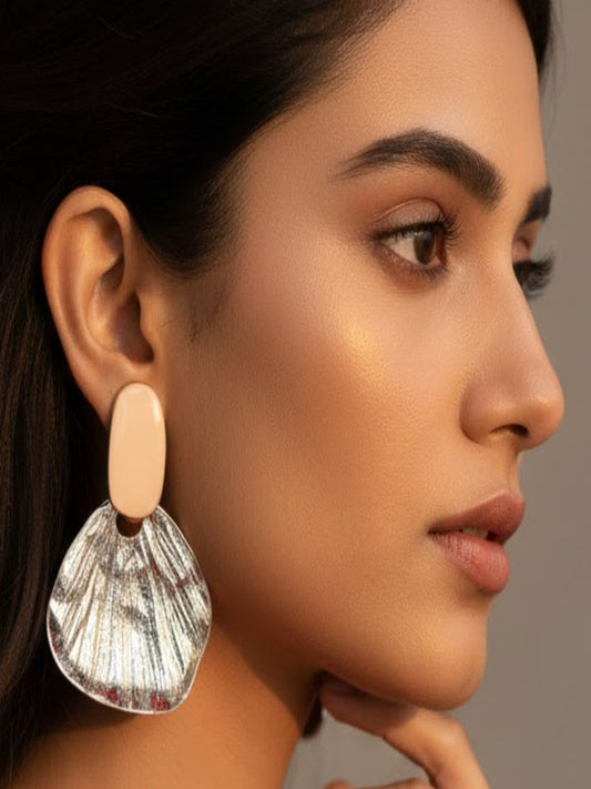 Dual Tone Abstract Petal Earrings