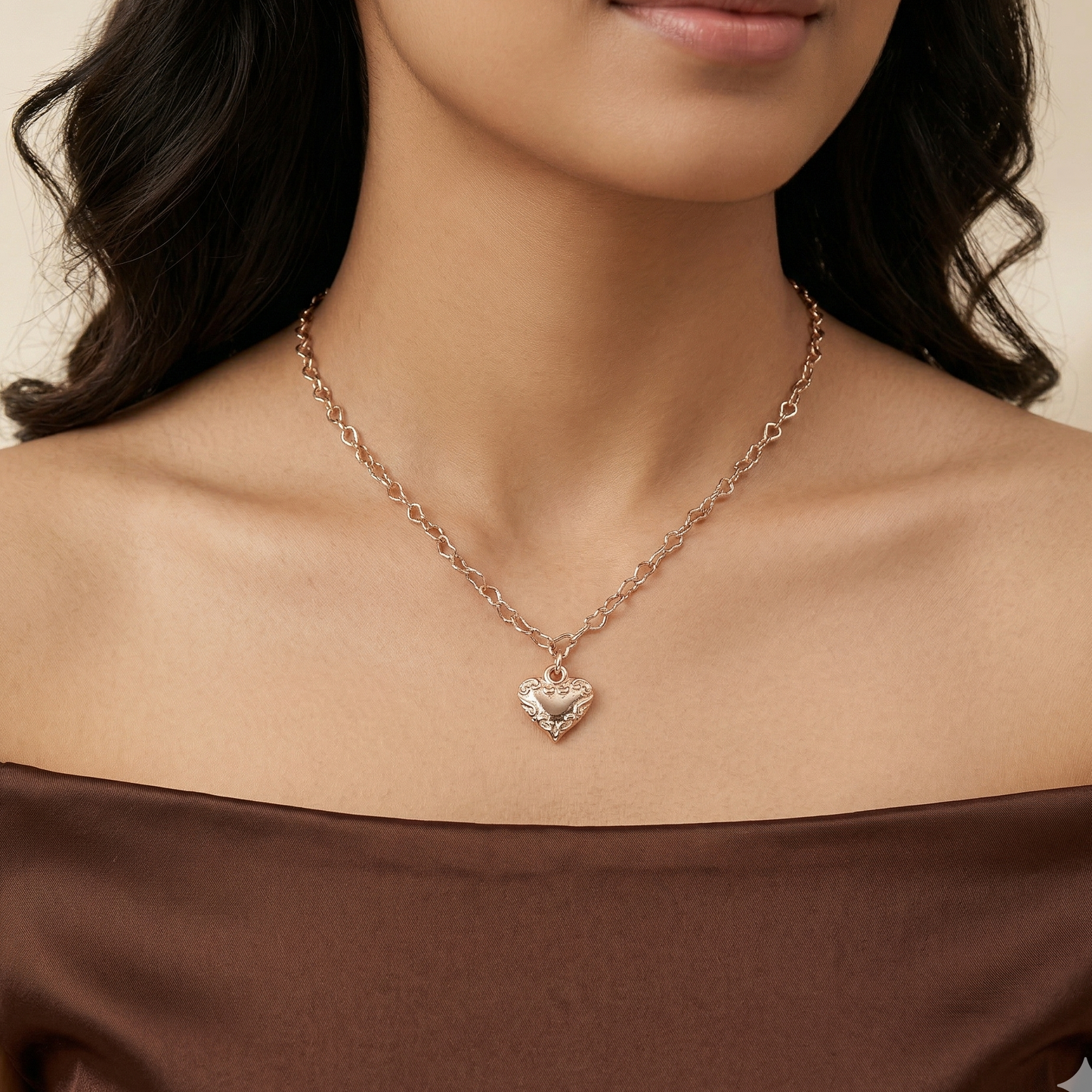 Filigree Heart Intricate Heart-Link Chain
