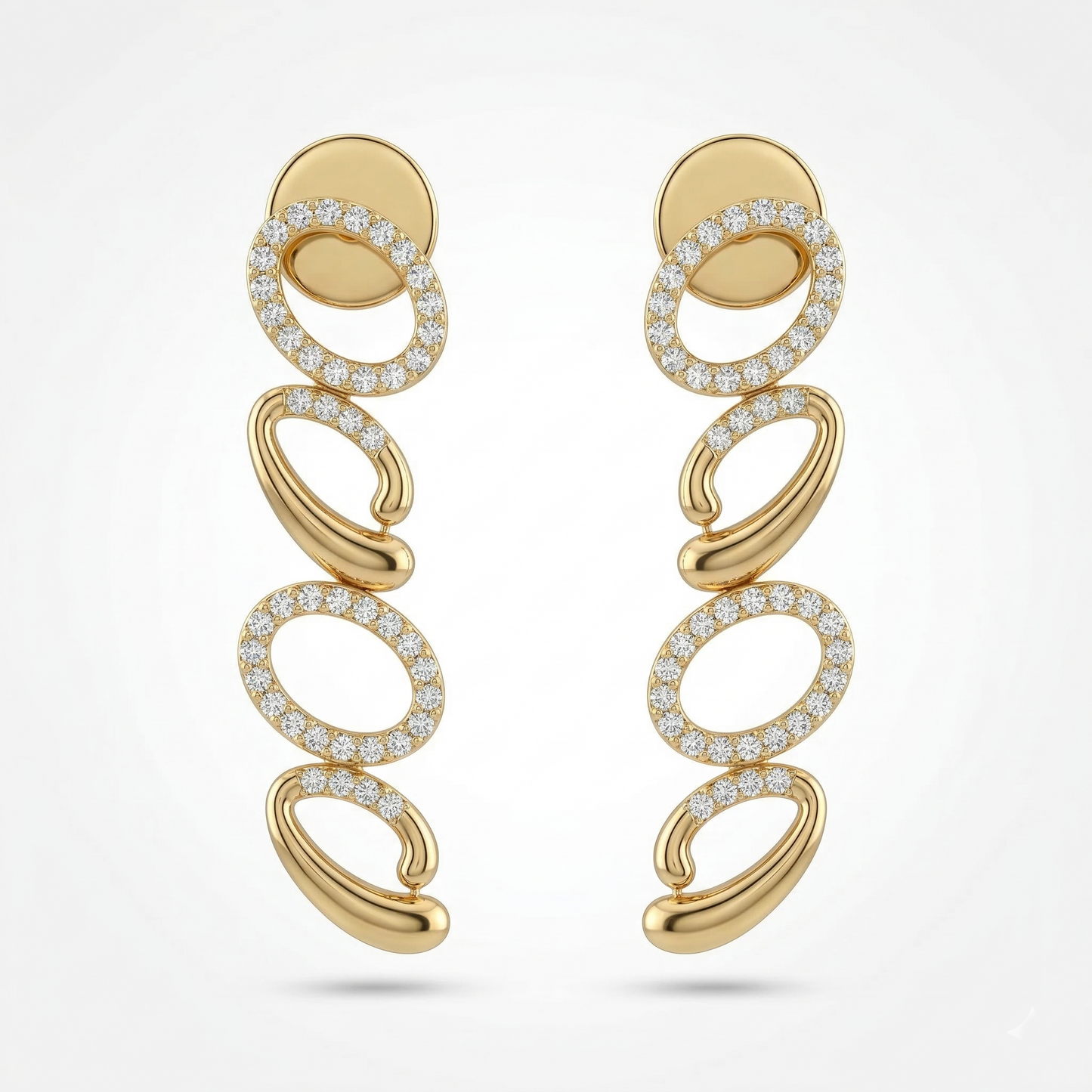 Gold-Tone Linked Oval Stone Necklace Set