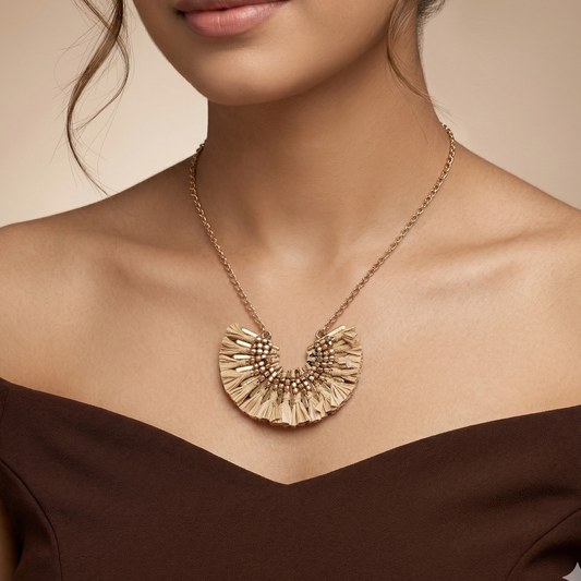 Boho Fan Tassel Statement Beaded bib Detailing