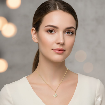 Crystal Butterfly Pendant Necklace