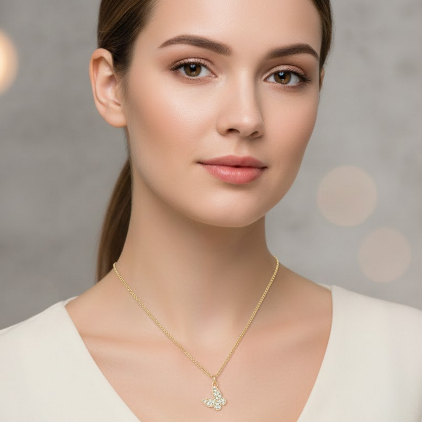 Crystal Butterfly Pendant Necklace