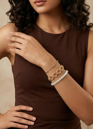 Gold Toned Brass Multistrand Bracelet Set Of 3