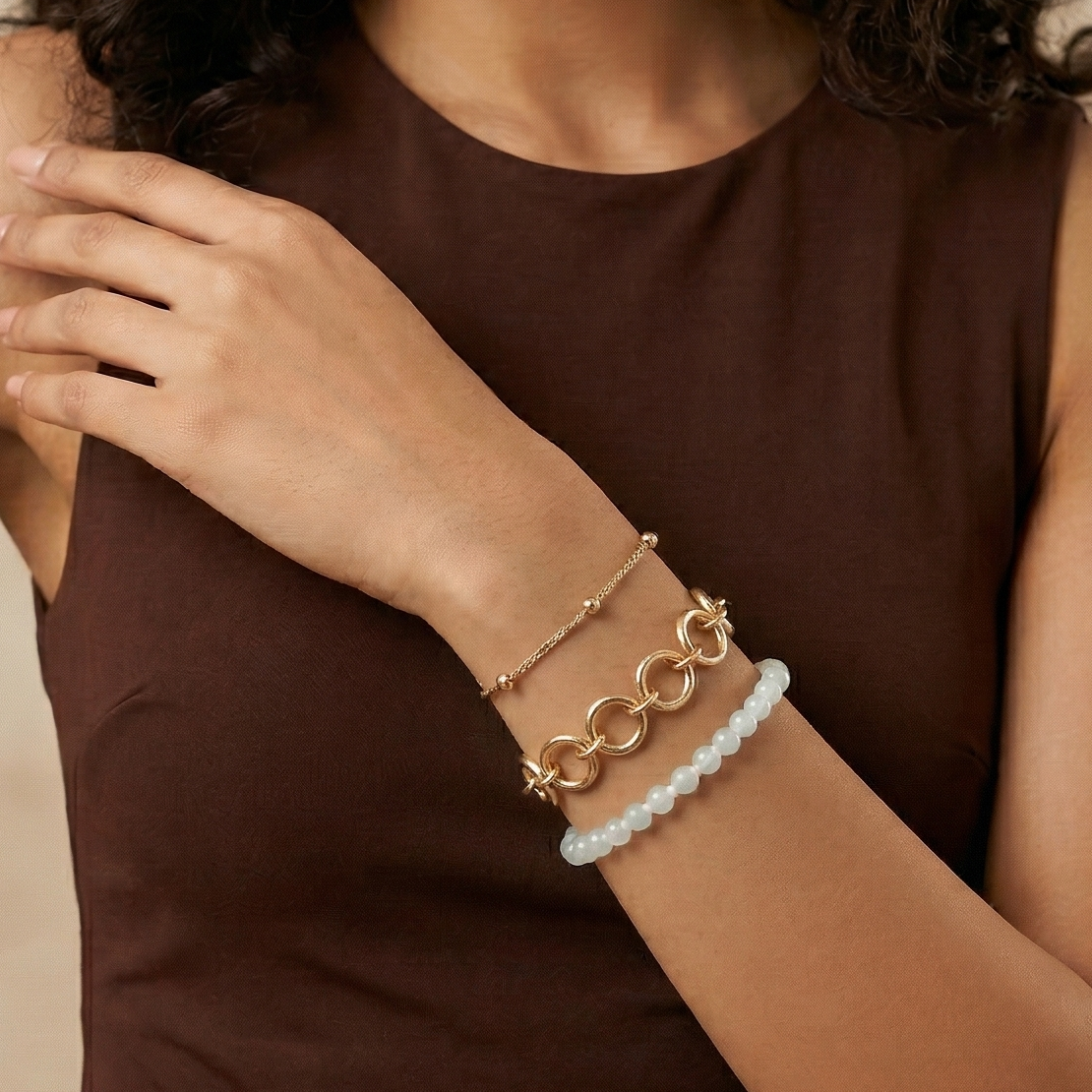 Gold Multistrand Bracelet Set Of 3