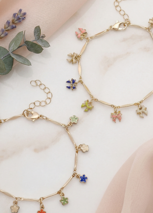Gold Toned Brass Charm Bracelet Set Of 2