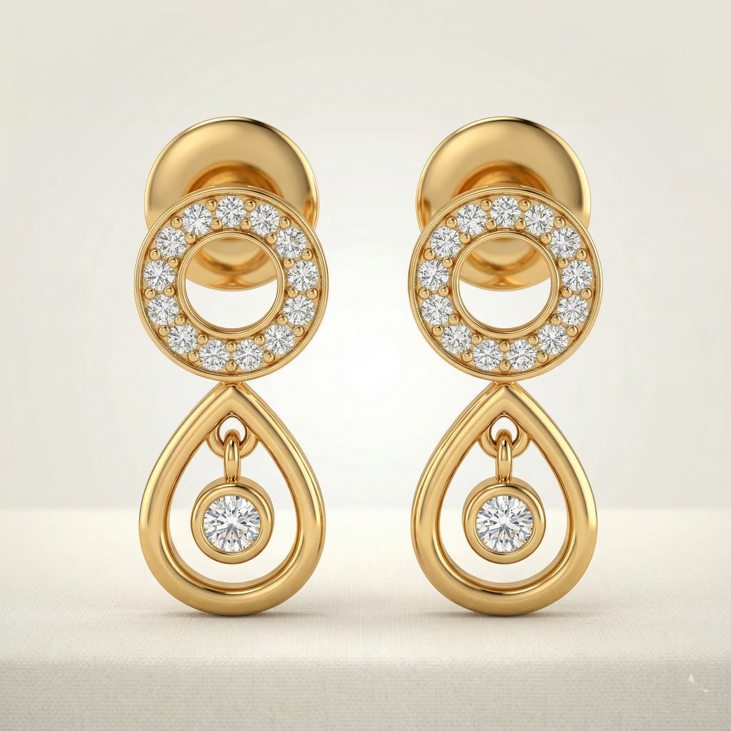 Gold-Tone Teardrop and Circular Stone Necklace Set