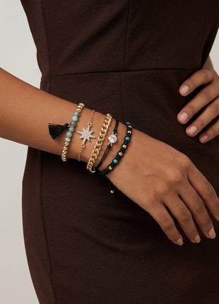 Gold Toned Brass Bracelet Set Of 5