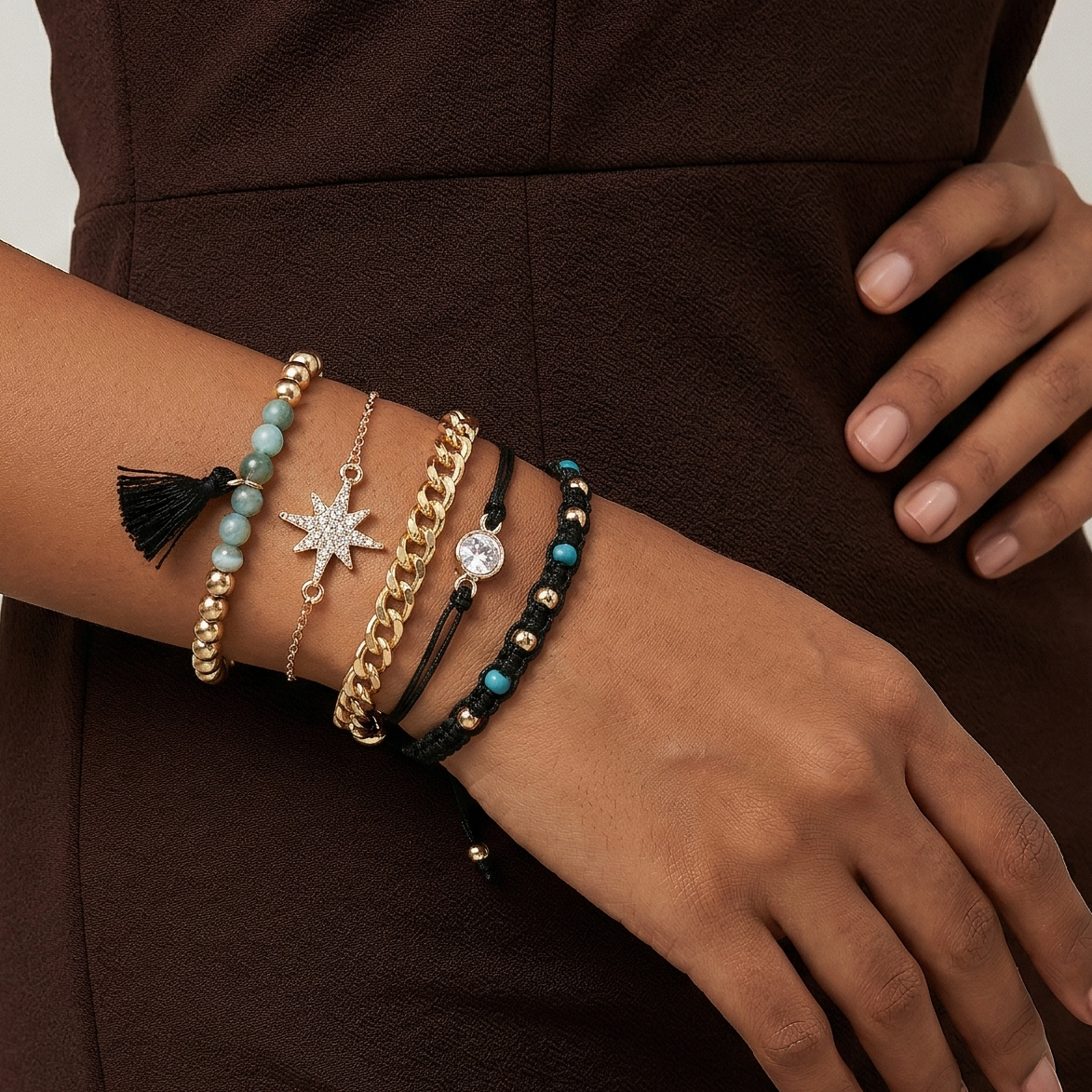 Gold Toned Bracelet Set Of 5