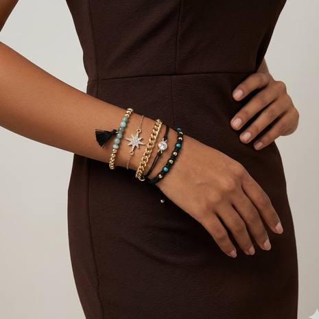 Gold Toned Brass Bracelet Set Of 5