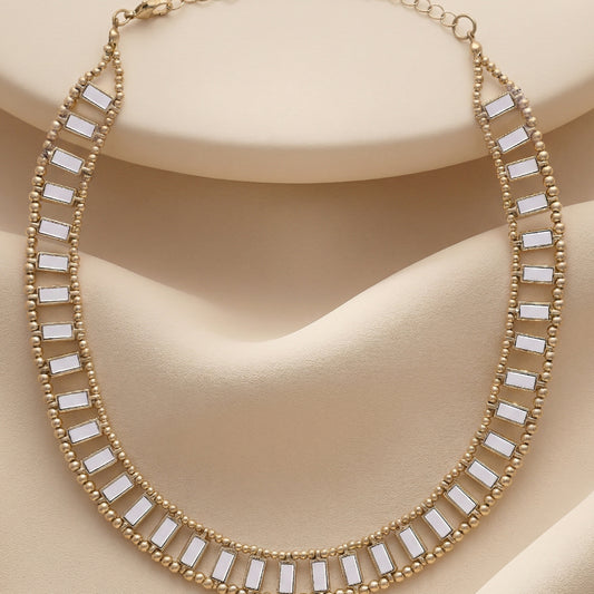 Studded Baguette Link Statement Necklace