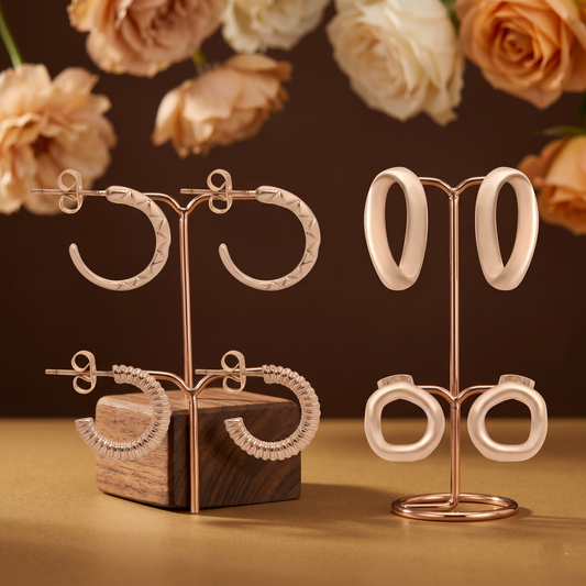 Gold-Tone Textured Hoop Earring Stack Set