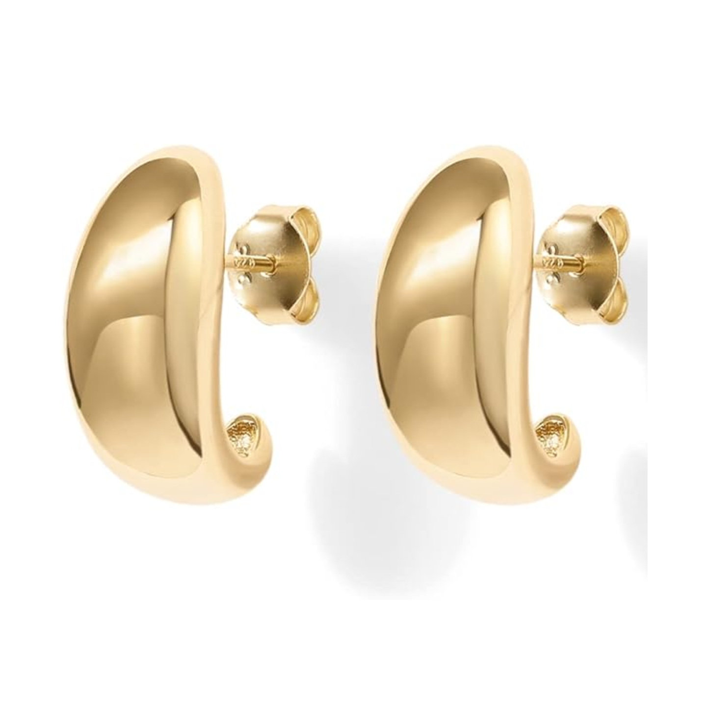 Chunky Half Hoop Earrings Silver Tone