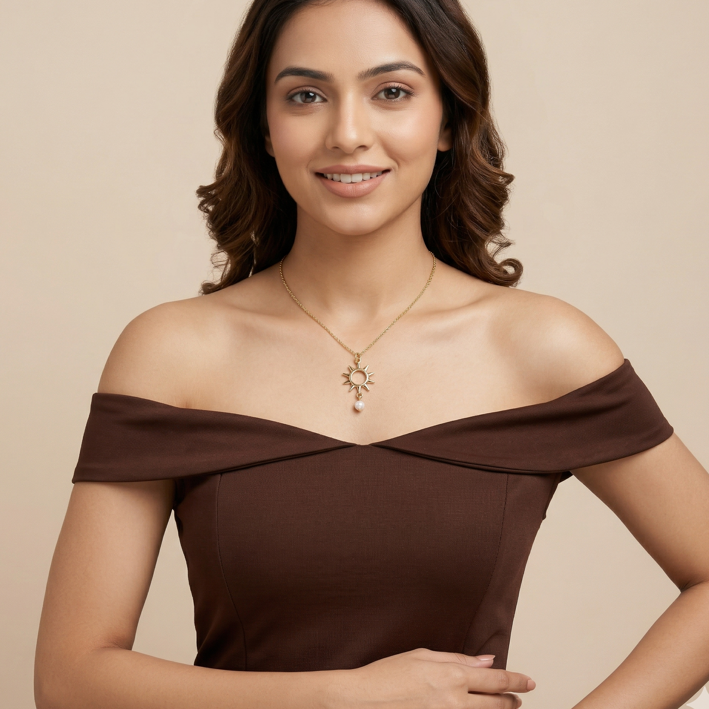 18K Gold Plated Sunburst Freshwater Pearl