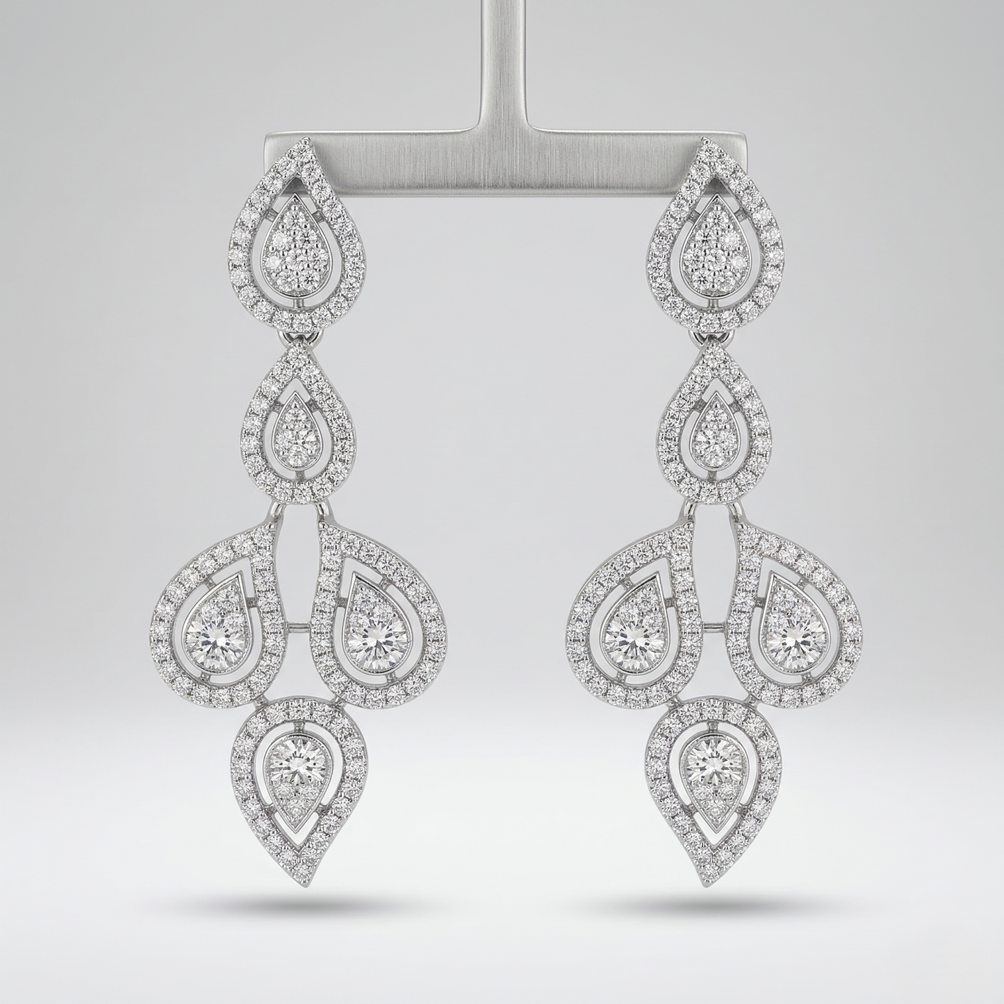 Elegant Silver-Tone Teardrop Stone Necklace Set