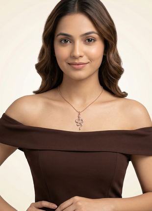 Bold 18K Rose Gold Plated Serpentine Snake Pendant Necklace with Textured Scale Detail