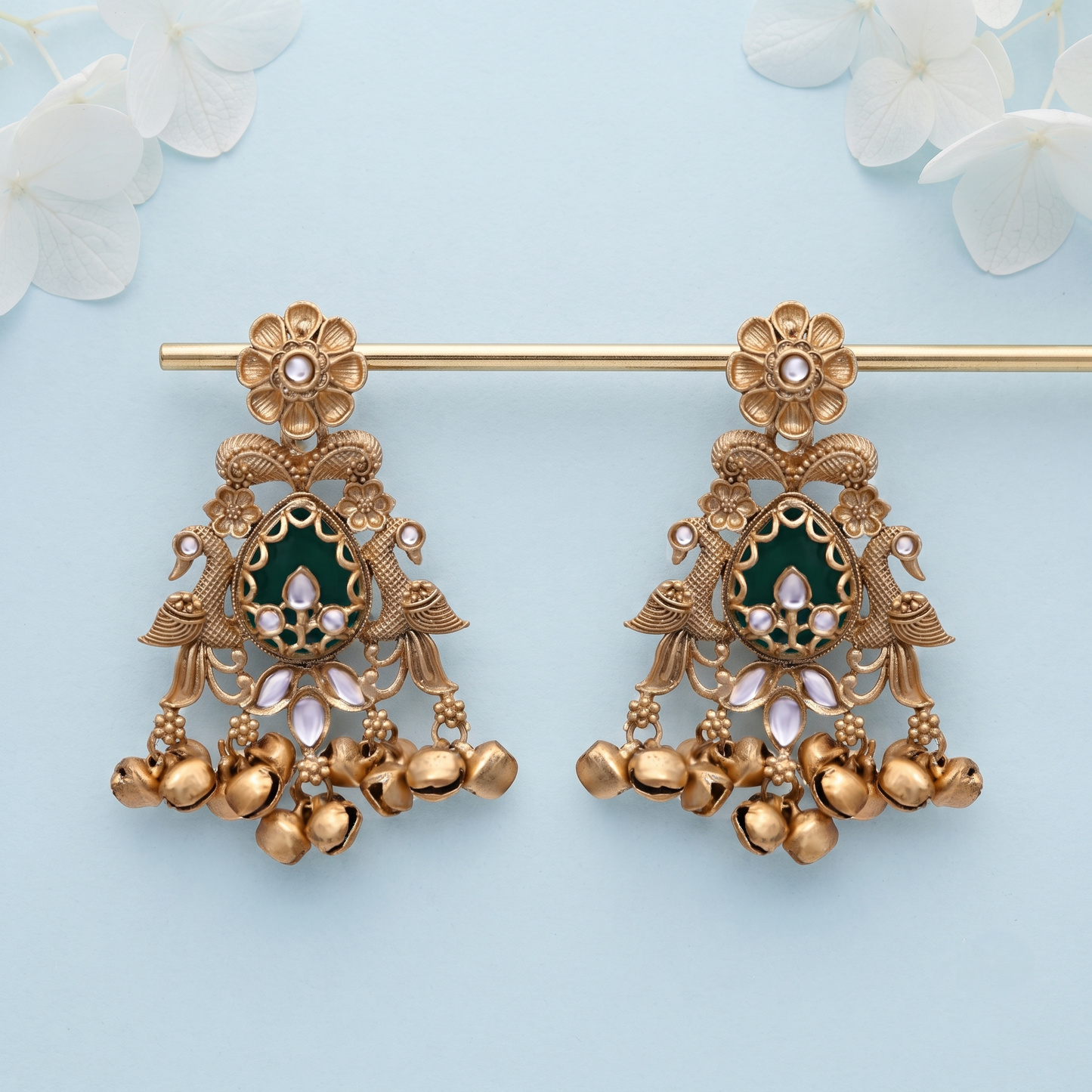 Sky Blue Stone Jhumka Earrings